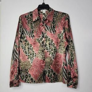 14 Rafael Vintage Satin Top Tee Shirt Blouse FF